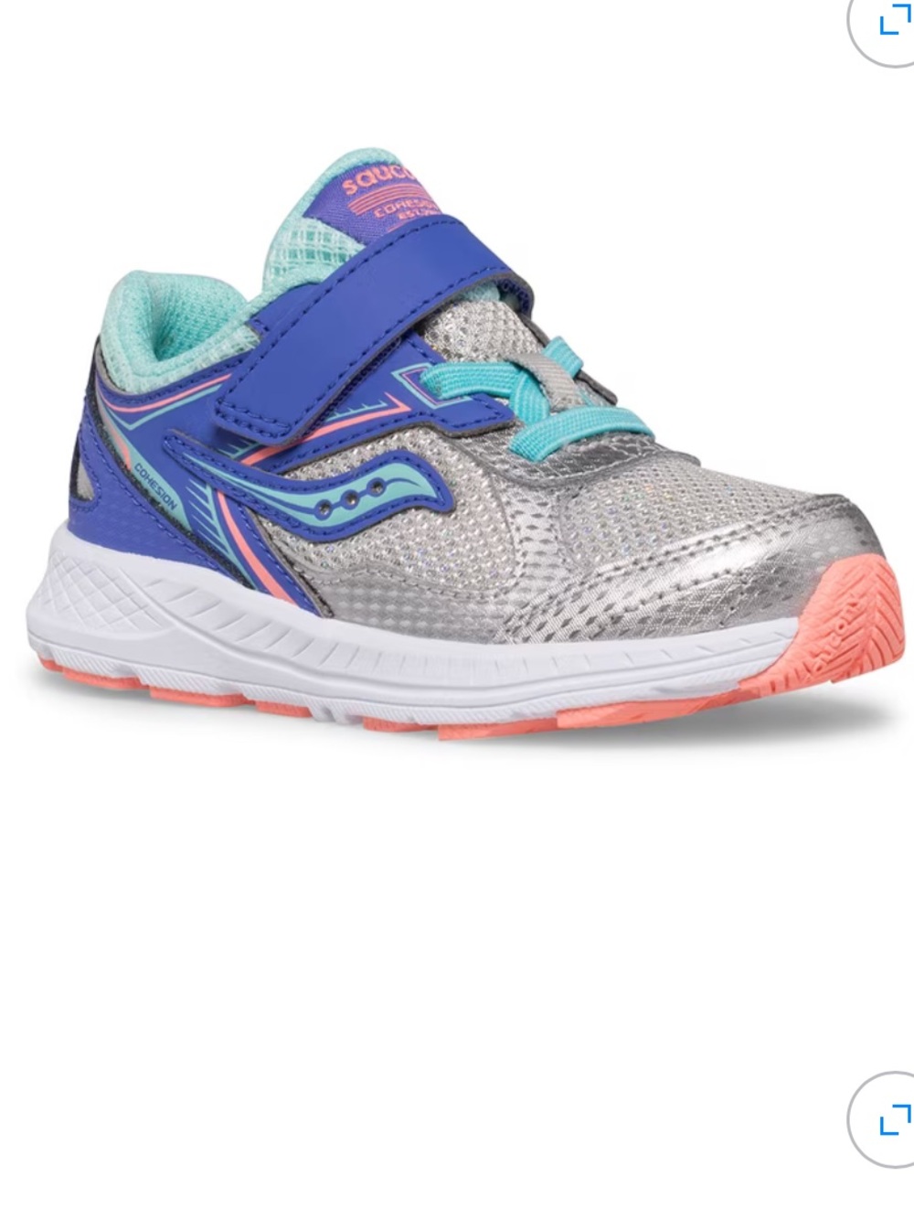 Saucony Kids Silver Blue Coral Athletic Sneakers